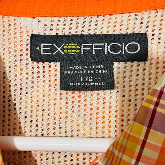 Exofficio Outdoor Shirt Men's Large Orange Long Sleeve Vented Quick Dry Pockets - Picture 3 of 6
